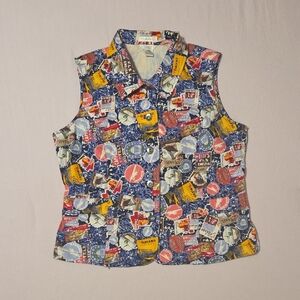 Womens M Christopher Banks 2008 Multicolor Vest